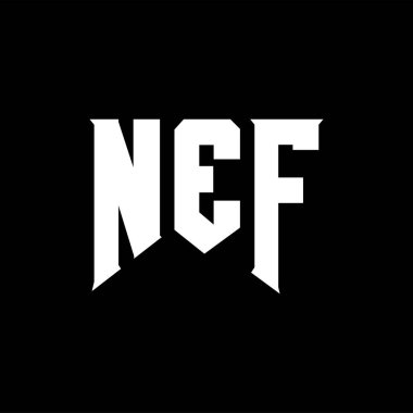 Teknoloji şirketi için NEF mektup logosu tasarımı. NEF logosu siyah ve beyaz renk kombinasyonu tasarladı. NEF logosu, NEF vektörü, NEF tasarımı, NEF simgesi, NEF alfabesi. NEF tipografi logosu tasarımı.