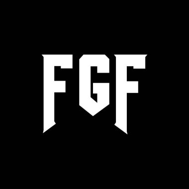 Teknoloji şirketi için FGF mektup logosu tasarımı. FGF logo tasarımı siyah ve beyaz renk kombinasyonu. FGF logosu, FGF vektörü, FGF tasarımı, FGF simgesi, FGF alfabesi. FGF tipografi logosu tasarımı.
