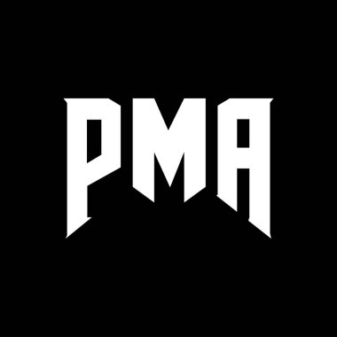Teknoloji şirketi için PMA mektup logosu tasarımı. PMA logo tasarımı siyah-beyaz renk kombinasyonu. PMA logosu, PMA vektörü, PMA tasarımı, PMA simgesi, PMA alfabesi. PMA tipografi logosu tasarımı.