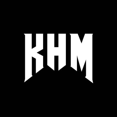 Teknoloji şirketi için KHM mektup logosu tasarımı. KHM logo tasarımı siyah ve beyaz renk kombinasyonu. KHM logosu, KHM vektörü, KHM tasarımı, KHM simgesi, KHM alfabesi. KHM tipografi logosu tasarımı.