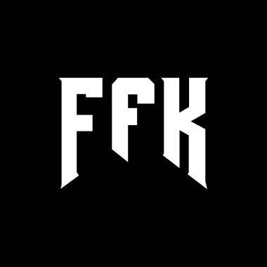 Teknoloji şirketi için FFK mektup logosu tasarımı. FFK logo tasarımı siyah ve beyaz renk kombinasyonu. FFK logosu, FFK vektörü, FFK tasarımı, FFK simgesi, FFK alfabesi. FFK tipografi logosu tasarımı.