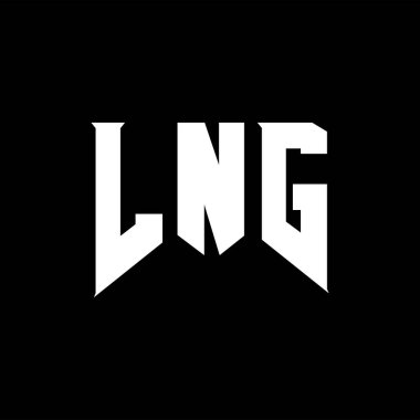 Teknoloji şirketi için LNG harf logosu tasarımı. LNG logo tasarımı siyah ve beyaz renk kombinasyonu. LNG logosu, LNG vektörü, LNG tasarımı, LNG simgesi, LNG alfabesi. LNG tipografi logo tasarımı.