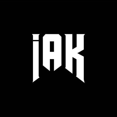 Teknoloji şirketi için IAK mektup logosu tasarımı. IAK logo tasarımı siyah ve beyaz renk kombinasyonu. IAK logosu, IAK vektörü, IAK tasarımı, IAK simgesi, IAK alfabesi. IAK tipografi logosu tasarımı.