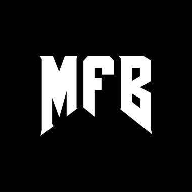 Teknoloji şirketi için MFB harf logosu tasarımı. MFB logo tasarımı siyah ve beyaz renk kombinasyonu. MFB logosu, MFB vektörü, MFB tasarımı, MFB simgesi, MFB alfabesi. MFB tipografi logosu tasarımı.