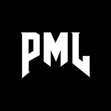 Teknoloji şirketi için PML mektup logosu tasarımı. PML logo tasarımı siyah ve beyaz renk kombinasyonu. PML logosu, PML vektörü, PML tasarımı, PML simgesi, PML alfabesi. PML tipografi logosu tasarımı.