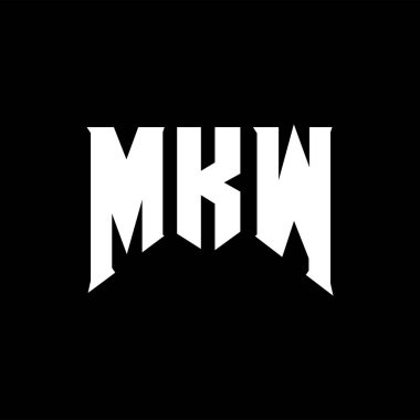 Teknoloji şirketi için MKW harf logosu tasarımı. MKW logo tasarımı siyah ve beyaz renk kombinasyonu. MKW logosu, MKW vektörü, MKW tasarımı, MKW simgesi, MKW alfabesi. MKW tipografi logosu tasarımı.
