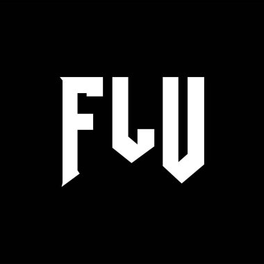Teknoloji şirketi için FLU mektup logosu tasarımı. FLU logo tasarımı siyah-beyaz renk kombinasyonu. FLU logosu, FLU vektörü, FLU tasarımı, FLU simgesi, FLU alfabesi. FLU tipografi logosu tasarımı.