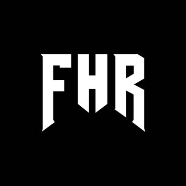 Teknoloji şirketi için FHR harf logosu tasarımı. FHR logo tasarımı siyah ve beyaz renk kombinasyonu. FHR logosu, FHR vektörü, FHR tasarımı, FHR simgesi, FHR alfabesi. FHR tipografi logosu tasarımı.