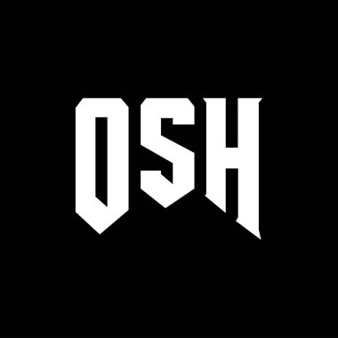 Teknoloji şirketi için OSH mektup logosu tasarımı. OSH logosu siyah ve beyaz renk kombinasyonu tasarladı. OSH logosu, OSH vektörü, OSH dizaynı, OSH simgesi, OSH alfabesi. OSH tipografi logosu tasarımı.