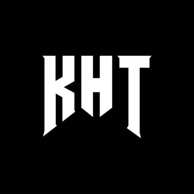 Teknoloji şirketi için KHT harf logosu tasarımı. KHT logo tasarımı siyah ve beyaz renk kombinasyonu. KHT logosu, KHT vektörü, KHT tasarımı, KHT simgesi, KHT alfabesi. KHT tipografi logosu tasarımı.