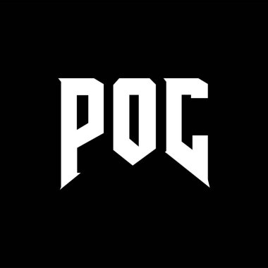 Teknoloji şirketi için POC mektup logosu tasarımı. POC logosu siyah-beyaz renk kombinasyonu tasarladı. POC logosu, POC vektörü, POC tasarımı, POC simgesi, POC alfabesi. POC tipografi logosu tasarımı.