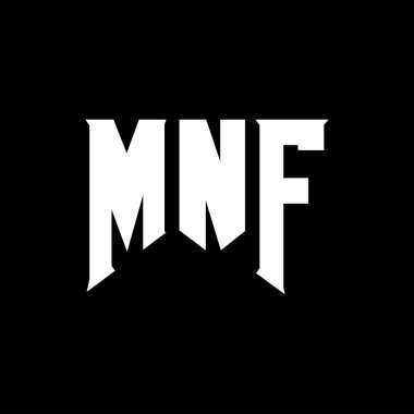 Teknoloji şirketi için MNF mektup logosu tasarımı. MNF logo tasarımı siyah ve beyaz renk kombinasyonu. MNF logosu, MNF vektörü, MNF tasarımı, MNF simgesi, MNF alfabesi. MNF tipografi logosu tasarımı.