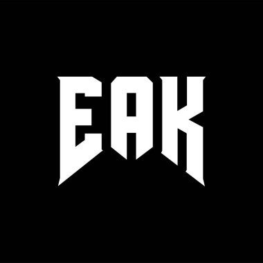 Teknoloji şirketi için EAK mektup logosu tasarımı. EAK logo tasarımı siyah ve beyaz renk kombinasyonu. EAK logosu, EAK vektörü, EAK tasarımı, EAK simgesi, EAK alfabesi. EAK tipografi logosu tasarımı.