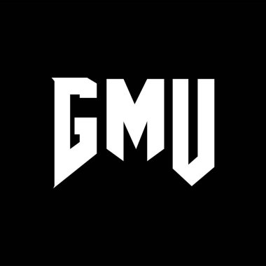 Teknoloji şirketi için GMU harf logosu tasarımı. GMU logo tasarımı siyah-beyaz renk kombinasyonu. GMU logosu, GMU vektörü, GMU tasarımı, GMU simgesi, GMU alfabesi. GMU tipografi logosu tasarımı.