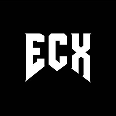 Teknoloji şirketi için ECX harf logosu tasarımı. ECX logo tasarımı siyah ve beyaz renk kombinasyonu. ECX logosu, ECX vektörü, ECX tasarımı, ECX simgesi, ECX alfabesi. ECX tipografi logosu tasarımı.