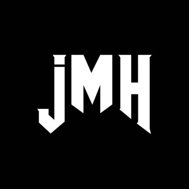 Teknoloji şirketi için JMH mektup logosu tasarımı. JMH logo tasarımı siyah ve beyaz renk kombinasyonu. JMH logosu, JMH vektörü, JMH tasarımı, JMH simgesi, JMH alfabesi. JMH tipografi logosu tasarımı.