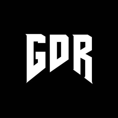 Teknoloji şirketi için GDR harf logosu tasarımı. Doğu Almanya logosu siyah-beyaz renk kombinasyonu tasarladı. GDR logosu, GDR vektörü, GDR tasarımı, GDR simgesi, GDR alfabesi. GDR tipografi logosu tasarımı.
