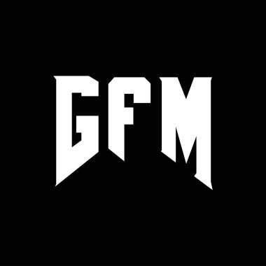 Teknoloji şirketi için GFM mektup logosu tasarımı. GFM logo tasarımı siyah ve beyaz renk kombinasyonu. GFM logosu, GFM vektörü, GFM tasarımı, GFM simgesi, GFM alfabesi. GFM tipografi logosu tasarımı.