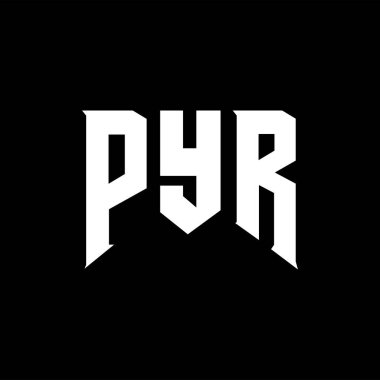 Teknoloji şirketi için PYR harf logosu tasarımı. PYR logo tasarımı siyah ve beyaz renk kombinasyonu. PYR logosu, PYR vektörü, PYR tasarımı, PYR simgesi, PYR alfabesi. PYR tipografi logosu tasarımı.