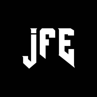 Teknoloji şirketi için JFE mektup logosu tasarımı. JFE logo tasarımı siyah ve beyaz renk kombinasyonu. JFE logosu, JFE vektörü, JFE tasarımı, JFE simgesi, JFE alfabesi. JFE tipografi logosu tasarımı.