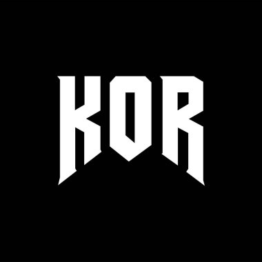 Teknoloji şirketi için KOR mektup logosu tasarımı. KOR logo tasarımı siyah ve beyaz renk kombinasyonu. KOR logosu, KOR vektörü, KOR tasarımı, KOR simgesi, KOR alfabesi. KOR tipografi logosu tasarımı.