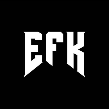 Teknoloji şirketi için EFK mektup logosu tasarımı. EFK logo tasarımı siyah ve beyaz renk kombinasyonu. EFK logosu, EFK vektörü, EFK tasarımı, EFK simgesi, EFK alfabesi. EFK tipografi logosu tasarımı.