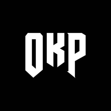 Teknoloji şirketi için OKP harf logosu tasarımı. OKP logo tasarımı siyah ve beyaz renk kombinasyonu. OKP logosu, OKP vektörü, OKP tasarımı, OKP simgesi, OKP alfabesi. OKP tipografi logosu tasarımı.
