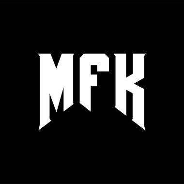 Teknoloji şirketi için MFK mektup logosu tasarımı. MFK logo tasarımı siyah ve beyaz renk kombinasyonu. MFK logosu, MFK vektörü, MFK tasarımı, MFK simgesi, MFK alfabesi. MFK tipografi logosu tasarımı.