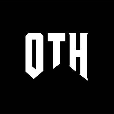 Teknoloji şirketi için OTH harfi logo tasarımı. OTH logosu siyah ve beyaz renk kombinasyonu tasarladı. Diğer logo, diğer vektör, diğer tasarım, diğer simge, diğer alfabe. OTH tipografi logosu tasarımı.