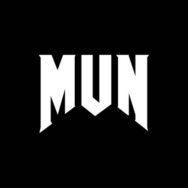 Teknoloji şirketi için MUN mektup logosu tasarımı. MUN logosu siyah-beyaz renk kombinasyonu tasarladı. MUN logosu, MUN vektörü, MUN tasarımı, MUN simgesi, MUN alfabesi. MUN tipografi logosu tasarımı.