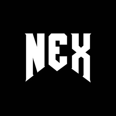Teknoloji şirketi için NEX mektup logosu tasarımı. NEX logo tasarımı siyah ve beyaz renk kombinasyonu. NEX logosu, NEX vektörü, NEX tasarımı, NEX simgesi, NEX alfabesi. NEX tipografi logosu tasarımı.