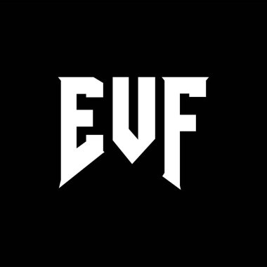 Teknoloji şirketi için EVF mektup logosu tasarımı. EVF logosu siyah ve beyaz renk kombinasyonu tasarladı. EVF logosu, EVF vektörü, EVF tasarımı, EVF simgesi, EVF alfabesi. EVF tipografi logosu tasarımı.