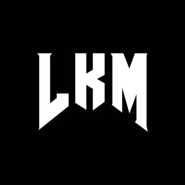 LKM letter logo design for technology company. LKM logo design black and white color combination. LKM logo, LKM vector, LKM design, LKM icon, LKM alphabet. LKM typography logo design. clipart