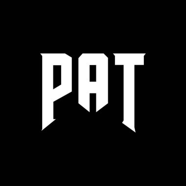 Teknoloji şirketi için PAT mektup logosu tasarımı. PAT logosu siyah-beyaz renk kombinasyonu tasarladı. PAT logosu, PAT vektörü, PAT tasarımı, PAT simgesi, PAT alfabesi. PAT tipografi logosu tasarımı.