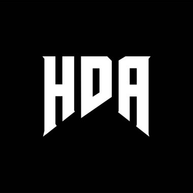 Teknoloji şirketi için HDA mektup logosu tasarımı. HDA logo tasarımı siyah-beyaz renk kombinasyonu. HDA logosu, HDA vektörü, HDA tasarımı, HDA simgesi, HDA alfabesi. HDA tipografi logosu tasarımı.
