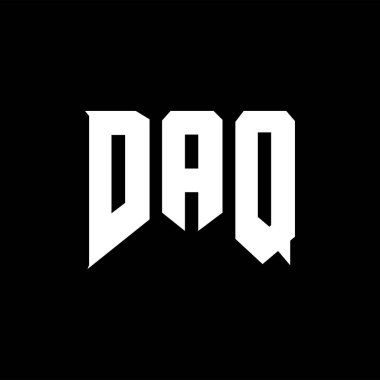 Teknoloji şirketi için DAQ harf logosu tasarımı. DAQ logo tasarımı siyah ve beyaz renk kombinasyonu. DAQ logosu, DAQ vektörü, DAQ tasarımı, DAQ simgesi, DAQ alfabesi. DAQ tipografi logo tasarımı.