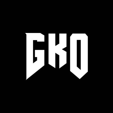 Teknoloji şirketi için GKO harf logosu tasarımı. GKO logo tasarımı siyah ve beyaz renk kombinasyonu. GKO logosu, GKO vektörü, GKO tasarımı, GKO simgesi, GKO alfabesi. GKO tipografi logosu tasarımı.