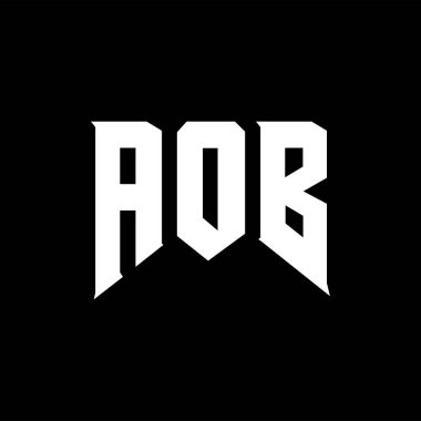 Teknoloji şirketi için AOB harf logosu tasarımı. AOB logo tasarımı siyah ve beyaz renk kombinasyonu. AOB logosu, AOB vektörü, AOB tasarımı, AOB simgesi, AOB alfabesi. AOB tipografi logosu tasarımı.