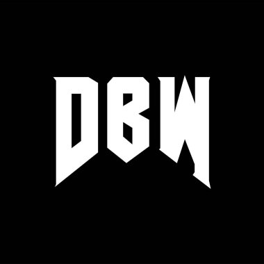 Teknoloji şirketi için DBW harf logosu tasarımı. DBW logo tasarımı siyah ve beyaz renk kombinasyonu. DBW logosu, DBW vektörü, DBW tasarımı, DBW simgesi, DBW alfabesi. DBW tipografi logosu tasarımı.