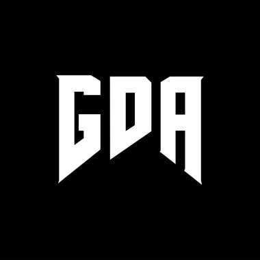 Teknoloji şirketi için GDA mektup logosu tasarımı. GDA logo tasarımı siyah-beyaz renk kombinasyonu. GDA logosu, GDA vektörü, GDA tasarımı, GDA simgesi, GDA alfabesi. GDA tipografi logosu tasarımı.