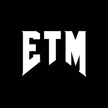 Teknoloji şirketi için ETM mektup logosu tasarımı. ETM logo tasarımı siyah ve beyaz renk kombinasyonu. ETM logosu, ETM vektörü, ETM tasarımı, ETM simgesi, ETM alfabesi. ETM tipografi logosu tasarımı.