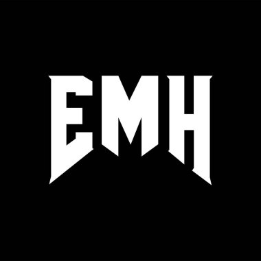 Teknoloji şirketi için EMH mektup logosu tasarımı. ATH logosu siyah ve beyaz renk kombinasyonu tasarladı. EMH logosu, EMH vektörü, EMH tasarımı, EMH simgesi, EMH alfabesi. EMH tipografi logosu tasarımı.