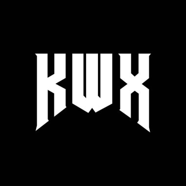 Teknoloji şirketi için KWX harf logosu tasarımı. KWX logo tasarımı siyah ve beyaz renk kombinasyonu. KWX logosu, KWX vektörü, KWX tasarımı, KWX simgesi, KWX alfabesi. KWX tipografi logo tasarımı.