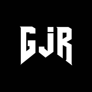 Teknoloji şirketi için GJR harf logosu tasarımı. GJR logo tasarımı siyah ve beyaz renk kombinasyonu. GJR logosu, GJR vektörü, GJR tasarımı, GJR simgesi, GJR alfabesi. GJR tipografi logosu tasarımı.