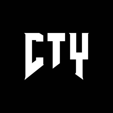 Teknoloji şirketi için CTY mektup logosu tasarımı. CTY logo tasarımı siyah ve beyaz renk kombinasyonu. CTY logosu, CTY vektörü, CTY tasarımı, CTY simgesi, CTY alfabesi. CTY tipografi logosu tasarımı.