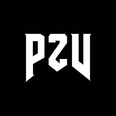 Teknoloji şirketi için PZV harf logosu tasarımı. PZV logo tasarımı siyah ve beyaz renk kombinasyonu. PZV logosu, PZV vektörü, PZV tasarımı, PZV simgesi, PZV alfabesi. PZV tipografi logosu tasarımı.