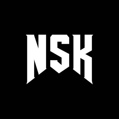 Teknoloji şirketi için NSK mektup logosu tasarımı. NSK logo tasarımı siyah ve beyaz renk kombinasyonu. NSK logosu, NSK vektörü, NSK tasarımı, NSK simgesi, NSK alfabesi. NSK tipografi logosu tasarımı.