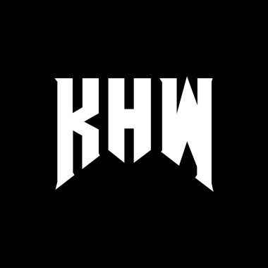 Teknoloji şirketi için KHW harf logosu tasarımı. KHW logo tasarımı siyah ve beyaz renk kombinasyonu. KHW logosu, KHW vektörü, KHW tasarımı, KHW simgesi, KHW alfabesi. KHW tipografi logosu tasarımı.