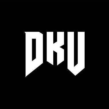 Teknoloji şirketi için DKU mektup logosu tasarımı. DKU logo tasarımı siyah-beyaz renk kombinasyonu. DKU logosu, DKU vektörü, DKU tasarımı, DKU simgesi, DKU alfabesi. DKU tipografi logosu tasarımı.