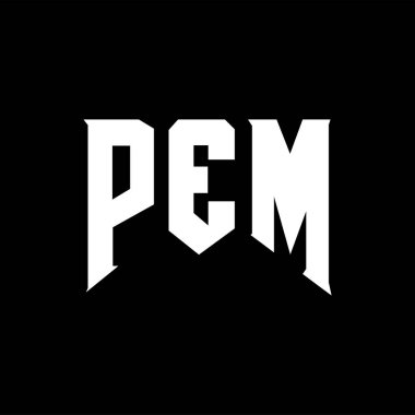 Teknoloji şirketi için PEM mektup logosu tasarımı. PEM logo tasarımı siyah ve beyaz renk kombinasyonu. PEM logosu, PEM vektörü, PEM tasarımı, PEM simgesi, PEM alfabesi. PEM tipografi logosu tasarımı.